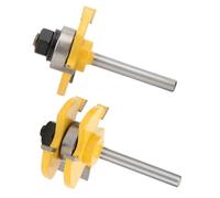 Alomejor Brocas para Enrutador en Forma de T, Herramientas de Carpintería de Alta Precisión de 3 Dientes para Varias Maderas, Vástago MDF de 1/4, Paquete de 2