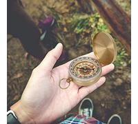 Alomejor Brújula Luminosa Estilo Reloj de Bolsillo de Latón con Tapa para Montañismo Al Aire Libre, Decoración de Oficina Portátil Impermeable para Colección de Manualidades