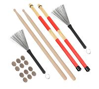 Alomejor Cabeza de Cepillo Retráctil Kit de Batería Rute Rute Brain Ampler Drum para Instrumentos Musicales Tocando con Bolsa (café M02762)
