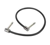 Alomejor Cable de Efectos de Conector de Metal Cable de Transmisión de ángulo Recto Negro de 40 CM para Guitarra, bajo, Teclado, Amplificador