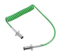 Alomejor Cable de Remolque en Espiral de 7 Vías, Línea de Alimentación ABS de Cola Larga de 15 Pies con Enchufe Fundido a Presión de Cobre Puro y Zinc, Protección de Resorte, para Semirremolques,