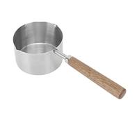 Alomejor Cacerola Pequeña para, Calentador de Mantequilla de Acero Inoxidable 304 con de Nogal, Olla de Fondo Plano de 7 Oz para Derretir Mantequilla y Cocinar para Acampar