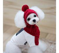 Alomejor Cachorro Invierno Cálido Punto Mascota Gorro Bufanda Conjunto Suave Divertido Cosplay Accesorios para Perros para Navidad Fiestas de Año Nuevo Rojo Gris Lana S M por Menos de 16 Kg (rojo #07)
