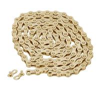 Alomejor Cadena Bicicleta 9 Velocidades 116 Eslabones, Compatible con Bicicletas de Montaña Carretera Plegables, Acero Duradero Ajustable - Oro