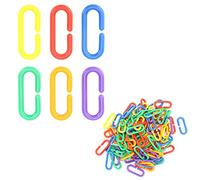 Alomejor Cadena de Plástico para Pájaros, Juguete Colorido con Clips en C, Ganchos, Eslabones para Masticar y Escalar Pájaros para Jaula de Loros, 100 Uds. Accesorios