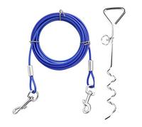 Alomejor Cadena de Tracción de Alambre de Acero con Estaca en Espiral para Perros, Herramienta para Mascotas Al Aire Libre de Sujeción Fuerte para Perros Grandes, Cuerda de 118.1 Pulgadas, (#1)