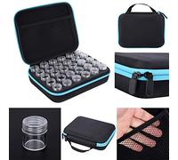 Alomejor Caja de Almacenamiento para Accesorios de Bordado de Diamantes con 30 Ranuras, Doble Sello para Diamantes, Anillos, Aceites Esenciales, Nailon + PP, Negro (BLUE)