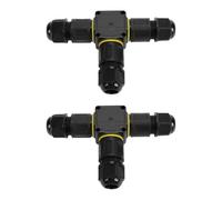 Alomejor Caja de Conexiones Tipo T de 3 Vías, Conector Impermeable Duradero para Iluminación LED Exterior, Clasificación IP68, 2 Piezas