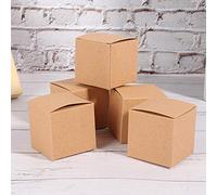 Alomejor Caja de Papel Kraft, Juego de Cajas de Regalo Plegables Duraderas para Navidad, Cartón de Dulces de 50 Piezas para Navidad/boda (50 cajas/juego sin hilo)