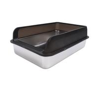 Alomejor Caja de para Gatos de Acero Inoxidable para Gatos Grandes, Caja de con Lados Altos y Fácil de Limpiar, con Tapa, Material de Acero Inoxidable (Extra Grande 32,7 X 24,4 X 31,5 Pulgadas)
