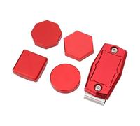 Alomejor Caja de Tiza para Taco de Billar, Caja de Tiza de Billar Magnética Cuadrada Octogonal Hexagonal de Aluminio de Primera Calidad para Jugadores, Juegos/práctica (Rojo)