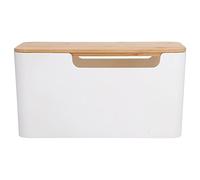 Alomejor Caja Organizadora de Cables Limpia y a Prueba de Polvo con Tapa de Madera para Gestión de Cables de TV Hogar y Oficina