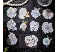 Alomejor Calcomanías de flores de PET duraderas para álbumes de recortes, manualidades, 20 hojas de diferentes patrones fáciles de despegar para los amantes de los diarios, amigos de manualidades