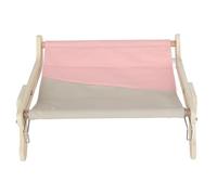 Alomejor Cama Hamaca para Gatos, Estructura de Madera, Lino de Algodón Transpirable para Gatos y Animales Pequeños, Gran Espacio para Comodidad y Ventilación (Talla única)