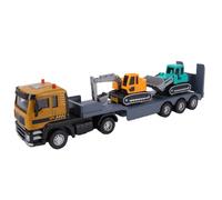 Alomejor Camión de Transporte de Plataforma Plana a Escala 1:64, Juego de Vehículos de Ingeniería de Aleaciones con Excavadora para Juegos de Construcción para Niños (Estilo 2)