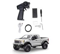 Alomejor Camión RC 4WD a Escala 1:12, Coche Todoterreno con Control Remoto, Luces LED, Batería de 1500mAh, Control de Crucero, Puertas y Portón Trasero Abatibles para Todo Terreno (Silver)
