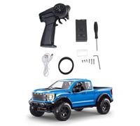 Alomejor Camión RC 4WD a Escala 1:12, Coche Todoterreno con Control Remoto, Luces LED, Batería de 1500mAh, Control de Crucero, Puertas y Portón Trasero Abatibles para Todo Terreno (Blue)