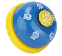 Alomejor Campana de Entrenamiento para Cachorros, Diseño de Huella de Pata Portátil, Campana Duradera para Perros y Gatos para Juego Interactivo y Comunicación (Fondo Amarillo Tapa Azul.)
