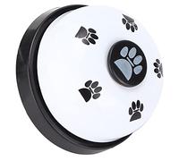 Alomejor Campana de Entrenamiento para Cachorros, Diseño de Huella de Pata Portátil, Campana Duradera para Perros y Gatos para Juego Interactivo y Comunicación (Fondo Negro Tapa Blanca.)