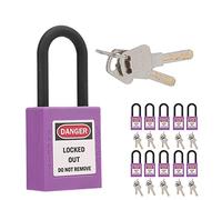 Alomejor Candado de Seguridad Resistente con Etiquetas y Llaves para Múltiples Industrias, Paquete de 10, Aislado y a Prueba de Polvo, 1,5 Pulgadas (PURPLE)