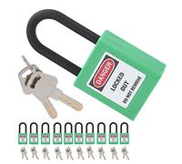 Alomejor Candado de Seguridad Resistente con Etiquetas y Llaves para Múltiples Industrias, Paquete de 10, Aislado y a Prueba de Polvo, 1,5 Pulgadas (GREEN)