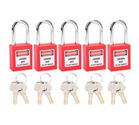 Alomejor Candados de Bloqueo de Seguridad Resistentes a Impactos LOTO Lock para Fabricación de Maquinaria, 5 Juegos de Nailon de Acero PA de 38 Mm (rojo)
