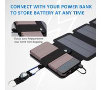 Alomejor Cargador Solar de Emergencia Portátil Plegable del Panel Solar con Brújula para Acampar, Material ABS (4 veces)