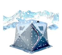 Alomejor Carpa de Pesca de Invierno de Instalación Rápida y Gruesa para 5-8 Personas Diseño de Puerta Doble Calentador de Leña Diseño de Puerto Tela Oxford Fibra de Vidrio Negro Gris Hexagonal