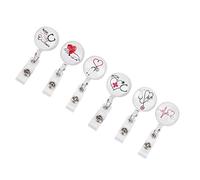 Alomejor Carrete de Insignia Retráctil, Práctico Clamp/Holder Giratorio para Tarjetas de Identificación de Enfermera, Soportes para Insignias, Paquete de 6