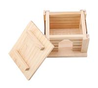 Alomejor Casa para Hámster de Madera con Parte Superior Plana con Buen Aislamiento Térmico, Diseño de Puerta Principal y 2 Ventanas Laterales para Mascotas Pequeñas, Respetuosa con el Medio Ambiente