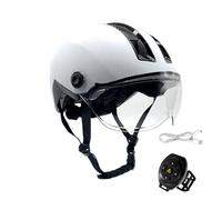 Alomejor Casco de Bicicleta, Casco de Ciclismo de Carretera ABS PC con Pantalla LED, Parabrisas Ajustable y Batería Recargable de 800 MAh, Ajuste Ligero para Viajeros Adultos y Ciclistas Nocturnos