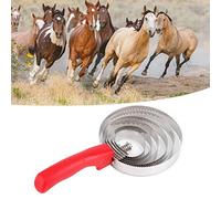Alomejor Cepillo de metal para picazón de ganado, peine de curry para caballos grandes, fácil agarre, herramienta de extracción para el aseo de caballos, material ABS de acero inoxidable