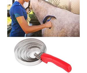 Alomejor Cepillo de metal para picazón de ganado, peine de curry para caballos grandes, fácil agarre, herramienta de extracción para el aseo de caballos, material ABS de acero inoxidable