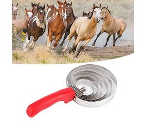 Alomejor Cepillo de metal para picazón de ganado, peine de curry para caballos grandes, fácil agarre, herramienta de extracción para el aseo de caballos, material ABS de acero inoxidable