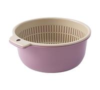 Alomejor Cesta para Lavar Frutas y Verduras Elegante Juego de Colador de Doble Capa para Almacenamiento en la Cocina 16x14x7cm Plástico 2 Unidades (PURPLE)