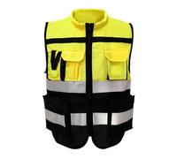 Alomejor Chaleco de Seguridad Reflectante Amarillo, Chaleco de Seguridad con Cremallera de Alta Visibilidad con Bolsillos para Trabajar (XL 180)