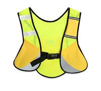 Alomejor Chaleco para Correr, Chaleco Reflectante Multifuncional con Grandes Bolsillos Elásticos para Guardar Objetos, Ideal para Correr de Noche, Maratones y ciclismo. (YELLOW)