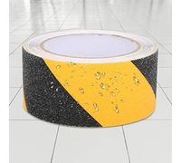Alomejor Cinta Antideslizante de PVC, Color Negro y Amarillo, Adhesivo Impermeable Esmerilado para Escalones, Rampas, Equipos de Ejercicios, 50 Mm X 5 M