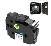 Alomejor Cinta de Etiquetas Laminada Negra sobre Blanca de 24 Mm para PT-7600 PT-P700 - Material PET Impermeable