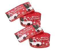 Alomejor Cintas Navideñas con Patrón de Camión Retro, Resistentes y Duraderas para Decoración Navideña, Decoración de Ventanas, 2 Unidades, 5 Metros (rojo)