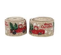 Alomejor Cintas Navideñas con Patrón de Camión Retro, Resistentes y Duraderas para Decoración Navideña, Decoración de Ventanas, 2 Unidades, 5 Metros (color cáñamo)