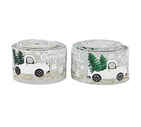 Alomejor Cintas Navideñas con Patrón de Camión Retro, Resistentes y Duraderas para Decoración Navideña, Decoración de Ventanas, 2 Unidades, 5 Metros (GRAY)