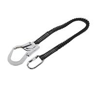 Alomejor Cinturón de Seguridad para Trabajar en Gancho de Acero único Cuerda Elástica Cuerda de Protección contra Caídas EVA de Poliéster de Acero de 25 KN Liviana Resistente Al Desgaste para Trabajos