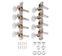 Alomejor Clavijas de Afinación para Mandolina y Guitarra, 4L4R, Botones Redondos Blancos, Accesorios de Sustitución para Instrumentos Musicales, Mejora del Rendimiento de Afinación