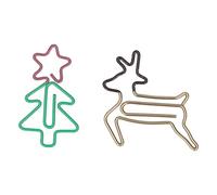 Alomejor Clips de Papel Metálicos con Forma de árbol de Navidad y Ciervo para Oficina, Escuela, Hogar, Clips Lindos y Resistentes Al óxido para Organización de Archivos, 100 Piezas, Ligeros