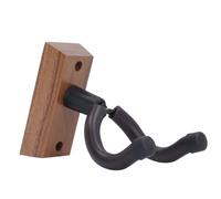 Alomejor Colgador de Pared para Guitarra, Soporte en Forma de U de Grano de Madera con Marco de Acero Giratorio y Acolchado de Goma, para Mandolina Banjo de bajo Acústico (Madera de Nogal Negro