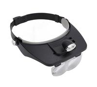 Alomejor Cómoda Lupa LED con Diadema con Luces Duales y Cuatro Lentes de Aumento para Lectura, Manualidades, Valoración de Joyas, 1,2 X 1,8 X 2,5 3,5