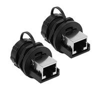 Alomejor Conector RJ45 Adaptador Impermeable de 180° para Uso en Exteriores 2 Piezas Conector Ethernet Duradero a Prueba de Polvo Negro
