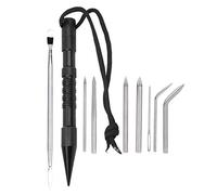 Alomejor Conjunto de Herramientas de Knotters de Paracord Agujas de Tejido de Bricolaje 9 Piezas Kit de Aguja de Cuerda del Paraguas con Acero Inoxidable y Aluminio para Cables de Cuero Cortes de