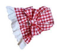 Alomejor Conjunto de Vestido para a Cuadros, Elegante Adorno de Encaje, Correa Adjunta en el Pecho, Espalda, Primavera y Verano, para Perros Pequeños y Medianos, Poliéster (Vestido Rojo a Cuadros